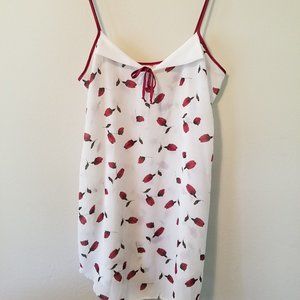 White & Red Rose bud Vintage Chemise